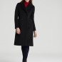 $1175 CINZIA ROCCA BLACK ONYX DOUBLE BREASTED WOOL ANGORA LAPEL LONG COAT 12
