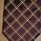 Charvet Burgundy Gold Geometric Check Plaid  Mens Dress Neck Tie Silk France