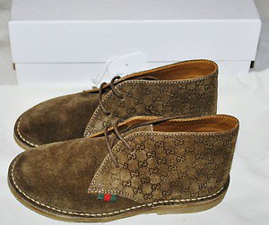 GUCCI NIB MARRON GLACY KIDS BOYS GIRLS SUEDE GUSSIMA WEB LACE UP SHOES BOOTS 33