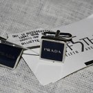 PRADA BLUE ENAMEL SQUARE DESIGNER 925 SILVER CUFFLINKS CUFF LINKS