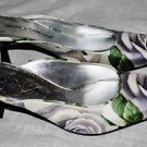 DOLCE&GABBANA D&G SATIN FLORAL ROSE KITTEN HEELS SLIDES HEELS PUMPS SHOES 36.5