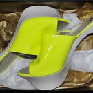 GIUSEPPE ZANOTTI FLUO GIALLO NEON YELLOW PLATFORM PATENT SHOES HEELS SANDALS 39