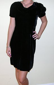 MARC JACOBS VELVET VELOUR BLACK SHOULDER ZIPPER CAP SLEEVE DRESS SKIRT 6 M