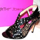 BETSEY JOHNSON POLKA DOT PATENT SILK SANDALS SHOES 8.5 38.5