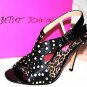 BETSEY JOHNSON POLKA DOT PATENT SILK SANDALS SHOES 8.5 38.5