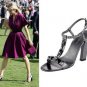 $690 PRADA JEWELED STONES GUNMETAL T STRAP EVENING SANDALS SHOES CURVED HEELS 9