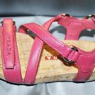 PRADA GIRLS CALZATURE DONNA PEONA SAFFIANO CORK VELCRO PINK SANDALS SHOES 24 8US