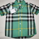 BURBERRY BOYS NOVA CHECK PLAID BUTTON DOWN SHORT SLEEVE SHIRT TOP 2Y $95.00