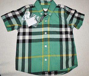 BURBERRY BOYS NOVA CHECK PLAID BUTTON DOWN SHORT SLEEVE SHIRT TOP 2Y $95.00