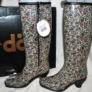 DAV FASHION VINE FLORAL PAISLEYS PRINT ZIP RUBBER RAIN BOOTS SHOES HEELS S 4/5