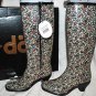 DAV FASHION VINE FLORAL PAISLEYS PRINT ZIP RUBBER RAIN BOOTS SHOES HEELS S 4/5