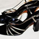YVES SAINT LAURENT YSL GUNMETAL METALLIC STRAPPY LEATHER SANDALS SHOES HEELS 9