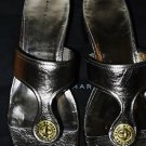MARC BY MARC JACOBS GUNMETAL KANGAROO THONG TURNLOCK SANDALS SLIDES SHOES 9