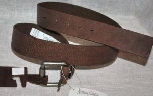 ELIE TAHARI BROWN GENUINE LEATHER CLASSIC DRESS  BELT BRASS BUCKLE 38 XL
