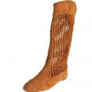 VICINI TAPEET CABLE WOVEN SUEDE SPRING SUMMER BEIGE FLATS BOOTS SHOES 39.5 8/US