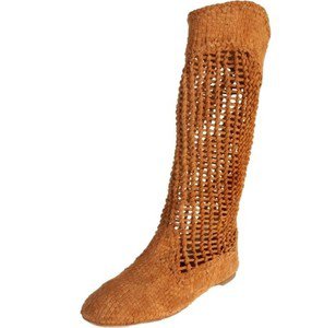 VICINI TAPEET CABLE WOVEN SUEDE SPRING SUMMER BEIGE FLATS BOOTS SHOES 39.5 8/US