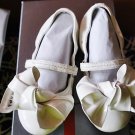 PRADA GIRLSVERNICE SOFT WHITE  PATENT LEATHER VELCRO BOW BALLET FLAT SHOES 27