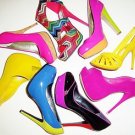 GUESS COLOR BLOCK MULTI COLOR KATELL PATENT PLATFORM HEELS SHOES SANDALS 10/US