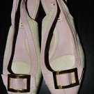RARE MARNI RUNWAY CANVAS PINK LEATHER BUCKLE SLINGBACK FLATS SHOES 35.5 5.5