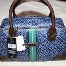 TOMMY HILFIGER BLUE LEATHER SIGNATURE RARE SATCHEL BAG PURSE HANDBAG