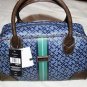 TOMMY HILFIGER BLUE LEATHER SIGNATURE RARE SATCHEL BAG PURSE HANDBAG