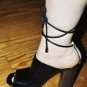 REED KRAKOFF BRIDLE RUNWAY WOODEN LEATHER ANKLE TIE SHOES HEELS SANDALS 8.5