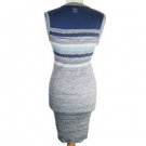 Chanel Resort 2012 Runway Silver Blue Knit Ribbed Striped Sleeveless Dress 40 2K