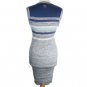 Chanel Resort 2012 Runway Silver Blue Knit Ribbed Striped Sleeveless Dress 40 2K