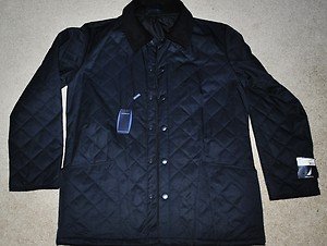 NAUTICA QUILTED CORDUROY COLLAR LUXURY NAVY COAT JACKET S $275.00