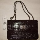 ANNE KLEIN PATENT LEATHER REPTILE RASPBERRY LION LADY  BAG PURSE HANDBAG