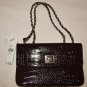 ANNE KLEIN PATENT LEATHER REPTILE RASPBERRY LION LADY  BAG PURSE HANDBAG