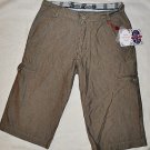 ENGLISH LANDRY ALDERLEY EDGE TAN STRIPED EMBROIDERED SHORTS JEANS PANTS 32