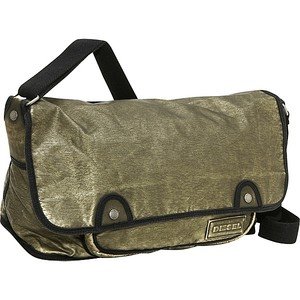 DIESEL CONCEPT ANTIMONY METALLIC BRONZE LARGE SHOULDER MESSENGER BAG