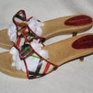 BURBERRY VINTAGE NOVA CHECK WOOD HEELS PLATFORM CLOGS SHOES SANDALS SLIDES 9/US
