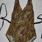 KUSHCUSH 1 PIECE ANIMAL PRINT LEOPARD CHEETAH BATHING SUIT BEACH SWIMSUIT L