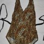 KUSHCUSH 1 PIECE ANIMAL PRINT LEOPARD CHEETAH BATHING SUIT BEACH SWIMSUIT L