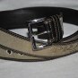 PRADA BLACK LEATHER CANVAS JACQUARD CLASSIC MENS BEIGE BELT 44/110 XXL $300