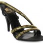 BURBERRY  $795 GOLDEN ZIPPER RUNWAY BLACK LEATHER SANDALS SHOES HEELS 40.5 10/US