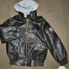 HAWKE&CO OUTFITTER FAUX LEATHER HOODED HOODIE BOMBER JACKET COAT W/HOOD 14-16