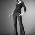 7 SEVEN FOR ALL MANKIND GINGER BLACK SHINY SHEEN FLARE JEANS PANTS 24