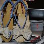 PRADA GIRLS LINO NAPLAK PATENT LEATHER VELCRO DENIM BOW SANDALS SHOES 31 1/US