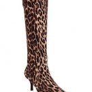 DONALD PLINER NYLON STRETCH LEOPARD LUNA 4 BOOTS SHOES 6.5/US