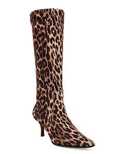 DONALD PLINER NYLON STRETCH LEOPARD LUNA 4 BOOTS SHOES 6.5/US