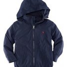 POLO RALPH LAUREN NAVY BLUE HIDDEN HOOD WINDBREAKER RAIN JACKET LIGHT COAT 5T