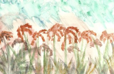 Coqueiros no mato - 7x5 Unframed watercolor