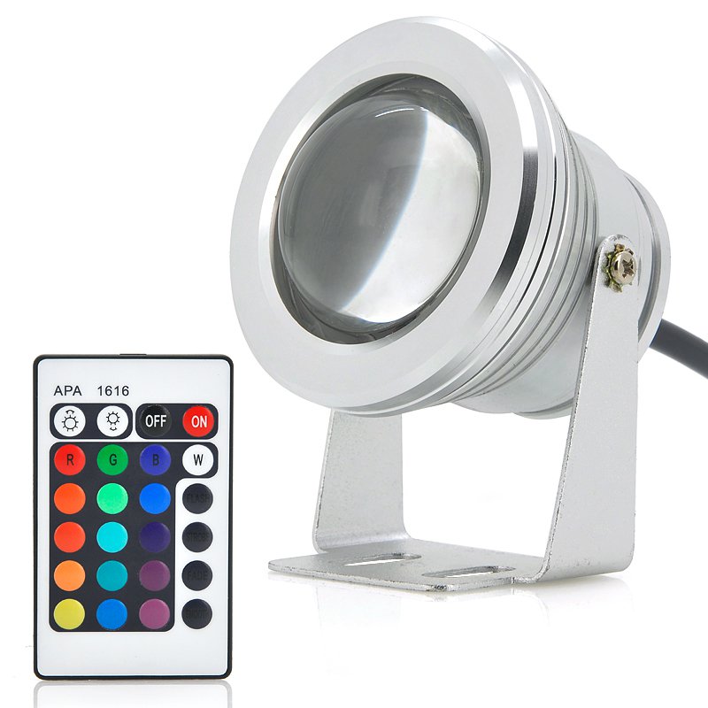 10W Outdoor LED Flood Light - RGB Color Changing, Remote Control, IP66 Waterproof Rating