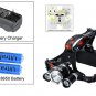 3 CREE XM-L T6 LED Head Lamp - 3800 Lumens, Adjustable Head Strap, Battery Charger, Weatherproof