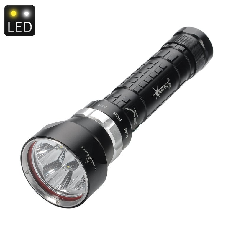 6000 Lumen Cree LED Diving Torch - 4 CREE XM-L U2 LEDs, IPX8, 100 Meter Waterproof, Aluminum Body