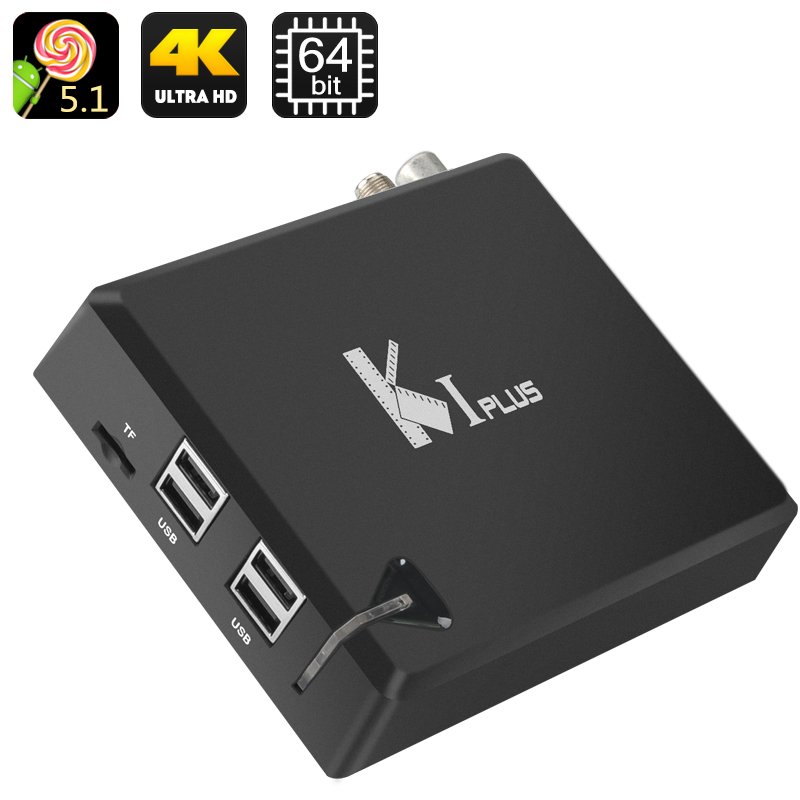 K1 PLUS 4K Android TV Box - Amlogic S905 Quad Core, DVB-T2+ DVB-S2, Kodi, DLNA, AirPlay, Miracast