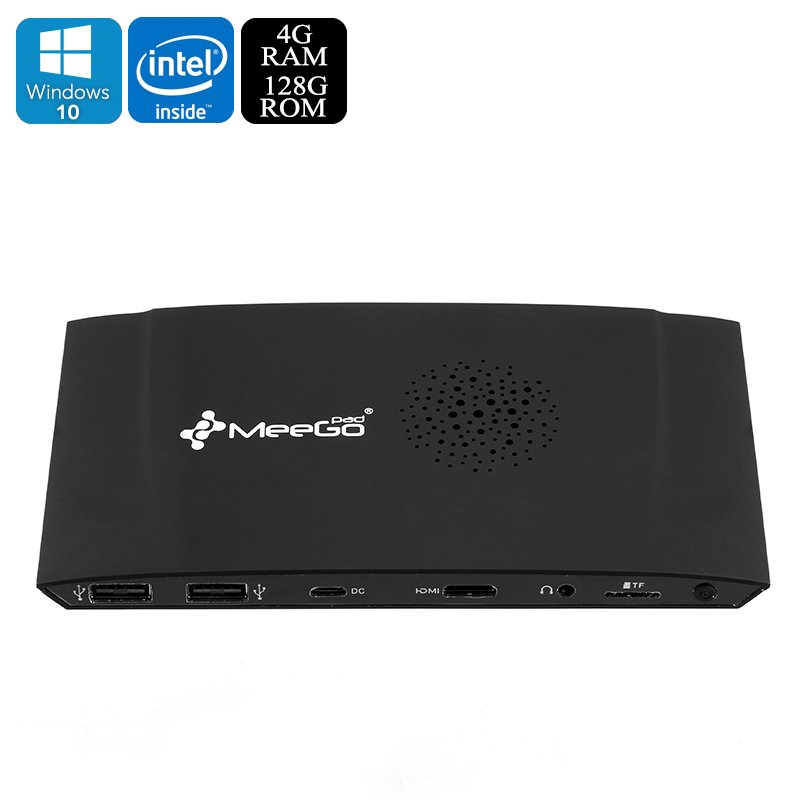 MeeGoPad T09 Windows Mini PC - Win 10, Cherry Trail Quad-Core, 4GB RAM, 128GB Ext. M, Dual Wi-Fi